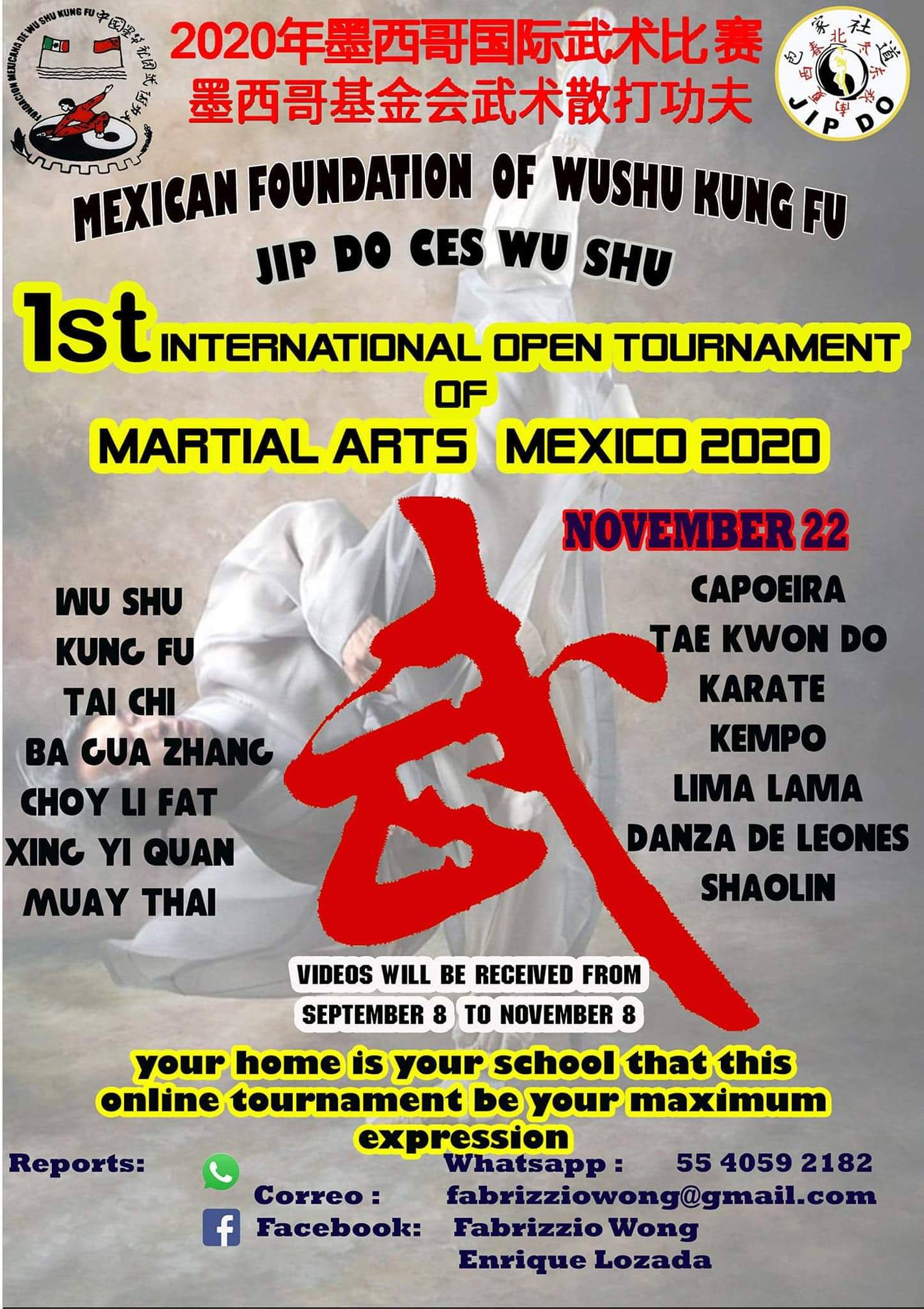 1st. International Open Tournament of Martial Arts Mexico 2020 Centro